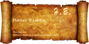 Hanus Bianka névjegykártya